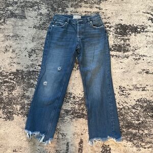 We The Free Distressed Flare Jeans in Blue